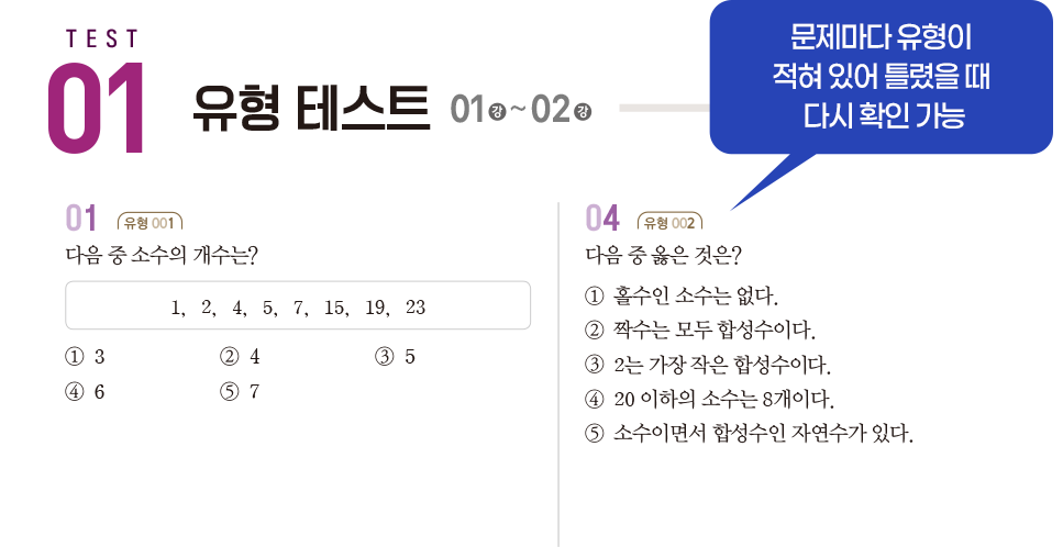 문제마다 유형이 적혀 있어 틀렸을 때 다시 확인 가능